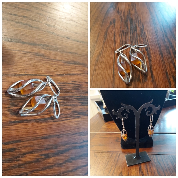 Baltic Amber and silver earrings,vintage - Picture 2 of 4